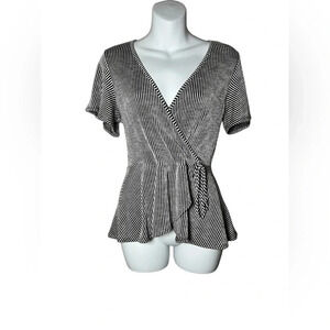 Caution To The Wind Black and White Striped Top